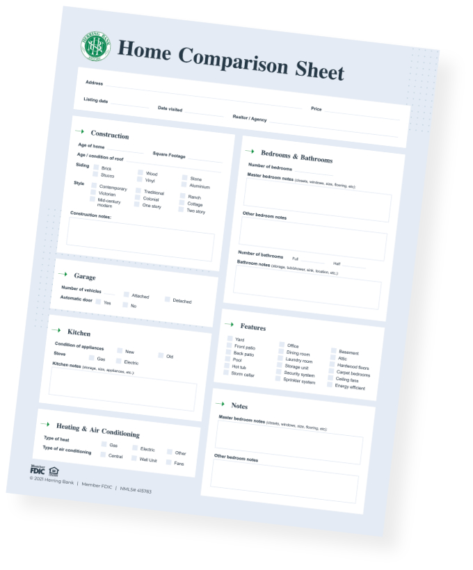 Home comparison checklist