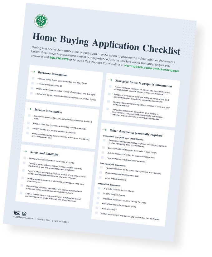 Herring Bank's home buying checklist