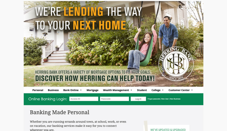 Herring Bank old website homepage