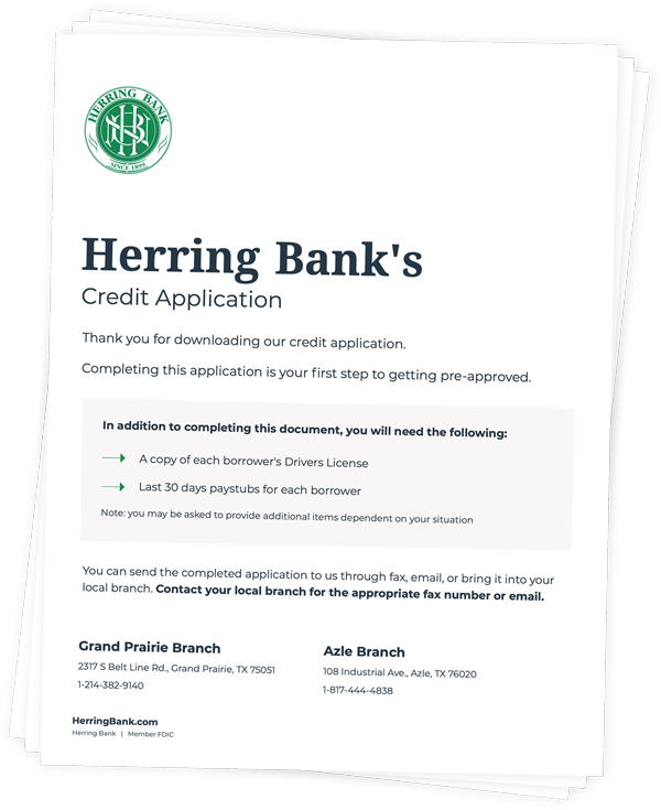 Herring Bank Credit Application - Azle & Grand Prairie